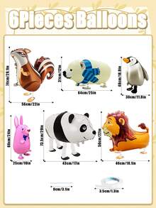 Bộ 6 quả bóng bay hình động vật Kangaroo Panda Sư tử Chim cánh cụt Thỏ Bộ bóng bay lá kim chủ đề động vật Trang trí tiệc sinh nhật Bóng bay động vật đi bộ lớn dễ thương cho tiệc ủng hộ Động vật hoang dã đi bộ Vật dụng tiệc sinh nhật - Nhiều màu - Xem 2
