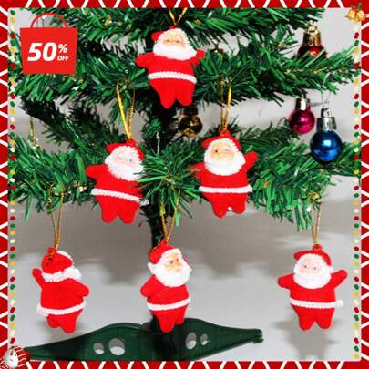 12pcs 2024 Christmas Decorations, Red And Colored Mini Santa Claus Figures, Christmas Tree Decoration Pendants, Santa Claus Pendants, Backpack Pendants, Christmas Gifts, Christmas Family Gathering Ornaments., Halloween, Halloween Decoration