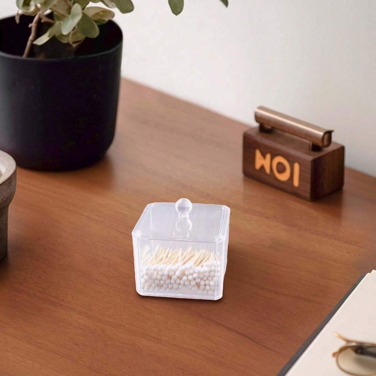 Box Toothpick Holder Cleaning Swab Dispenser Glass Cleaning Swab Jar