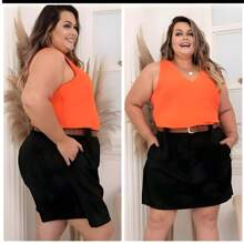 Short Saia  feminina Alfaiataria com bolso e Cinto PLUS SIZE  do 36  ate 52  várias cores 2025
