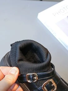 Botas Curtas De Pu Antiderrapantes E Planas De Bico Redondo Para Meninas, Botas Da Moda Infantil