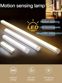Motion Sensor Light Wireless LED Night Light Type C Rechargeable Light Cabinet Wardrobe Lamp Staircase Backlight For Kitchen LED,Wireless Magnetic Under Counter Wall Closet Lighting