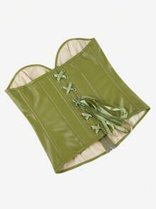 绿色拉链束胸衣，腰部训练器束胸衣，适合朋克、角色扮演、化妆舞会、万圣节 - 橄欖綠 - 查看 4