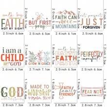 12pcs/Set Christian Quote Designed DIY Glass Bottle Sticker Pack, Coffee Mug UV DTF Waterslide Decals - Multicolor - View 2