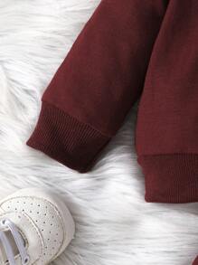 Bộ 2 món đồ chơi trẻ em: Áo hoodie dài tay và quần dài họa tiết trái tim, thích hợp cho mùa xuân/thu. - Màu Đỏ Sâu - Xem 4