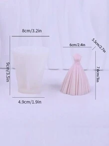 1 件 3D 婚纱硅胶蜡烛模具，新娘礼服香薰石膏装饰硅胶模具 - 白色 - 查看 3