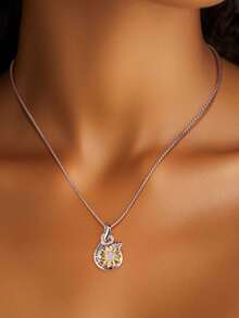 1 件女士向日葵项链，心形吊坠项链你是我的阳光珠宝，母亲节礼物项链送给妈妈妻子女友女儿情人节的礼物 - 銀色 - 查看 2