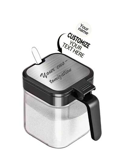 Conjunto de potes de temperos personalizáveis, recipientes de armazenamento de cozinha de luxo, potes, caixa de sal, frascos de temperos