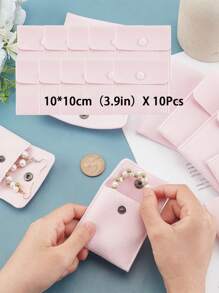 3入組粉色方形絨布袋,7x7cm/10x10cm絨布首飾袋,帶簧扣布禮物袋,適用於糖果禮物、項鍊手鍊包裝、首飾手鍊耳機袋、串珠禮物袋,情人節禮物 - 粉色 - 查看 17