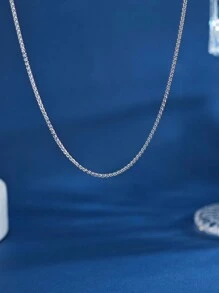 1pc S925 Sterling Silver Minimalist Style Unisex Necklace, Layerable Fashionable Clavicle Chains For Men & Women, Suitable For Daily Casual Wear & Jewellery Gift