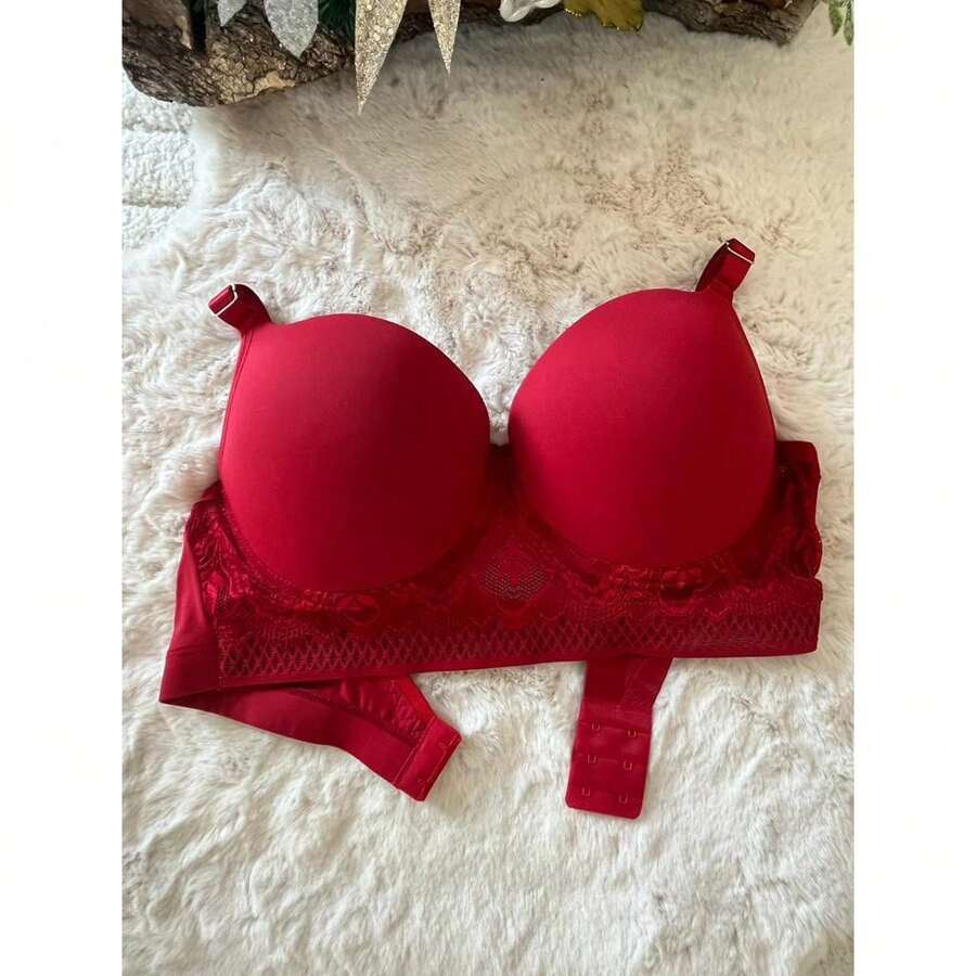 Plus Size Bra With Support, Reinforced Straps, Smooth Cup, PREMIUM Quality Cotton Lining - 紅色 - 查看 1