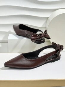 New Black Slip-On Casual Flats With Bow, Elegant & Comfortable Ladies Loafers Valentines