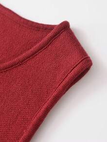 Top corto de punto color liso casual para mujer - Burdeos - Ver 4