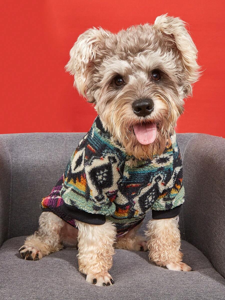 1pc Colorful Fleece Pet Sweatshirt For Cats & Dogs, Warm Ins Style Pet Clothing For Autumn & Winter - Multicolor - View 1