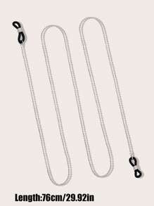 1 件简约时尚圆珠装饰金属眼镜链，硅胶防滑男女太阳镜链，女孩可爱眼镜链，老花镜链，眼镜挂绳 - 銀色 - 查看 6