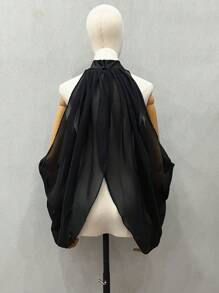 1pc White Bridal Chiffon Tube Top Draping Shawl, Adjustable Backless, Shoulder Strap Wedding Accessory Fall Clothes For Women - Multicolor - View 7