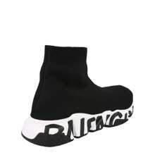 Balenciaga Speed Graffiti Knit High Top Sock Sneakers - Black - View 2