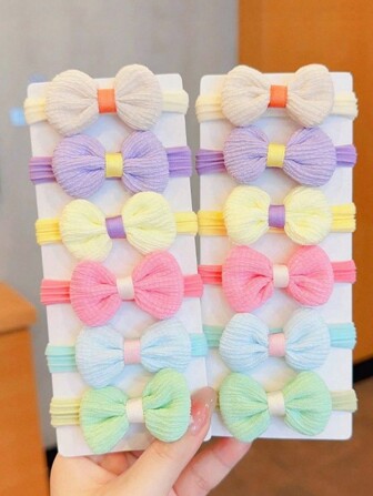 12pcs Kids Flower Headband Scrunchies Bow Hair Ties Hair Accessories For Girls