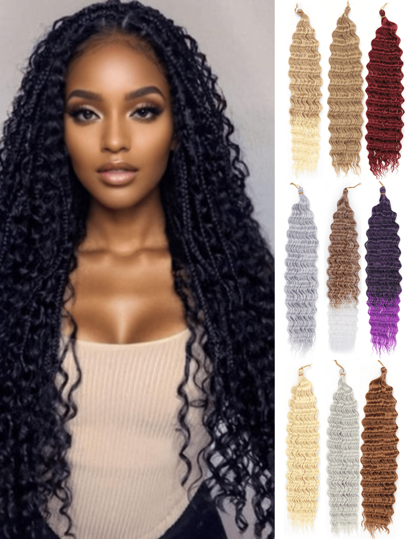 Deep Wave Crochet Hair 22&30 Inch Curly Braiding Hair For Women Ocean Wave Crochet Hair Pre Stretched Wavy Braiding Hair Deep Wave Braiding Hair For Goddess Box Braids
