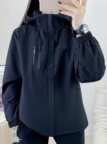 Women's Outdoor Windproof Waterproof Breathable Wear-Resistant Casual Hooded Sports Jacket For Hiking Mountaineering