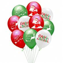 24 globos navideños de 12 pulgadas con diseños de Papá Noel, renos, trineo, copos de nieve y árbol de Navidad, decoración festiva para fiestas de Navidad y Halloween - Multicolor - Ver 13