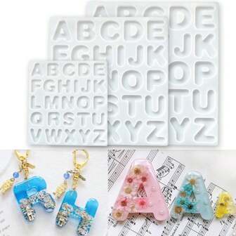 1-3pcs Small, Medium & Large Alphabet Silicone Molds, 26 Letter Crystal Resin Molds For DIY Pendant, Keychain, Water Cup, Backpack Decoration