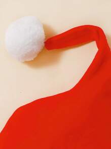 2 Baby Hats For Christmas Party Gift, Red Hats For Autumn And Winter Warmth - Red - View 3