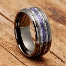 2024 New Men's Business 8mm Gun Black Ring High Quality Stainless Steel Men's Ring Inlaid Gray Carbon Fiber Carbide Ring Mahogany Ring Men's Wedding Party Jewelry Comfortable Wear Size 6-13 Supports Mixed Sizes And Mixed Batches - Ring - View 5