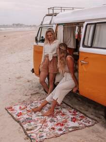 Peel Forest Vintage Floral Pattern Blanket, Rug, Bohemian Style Blanket, Soft Sofa Blanket, Beach Towel - Multicolor - View 2