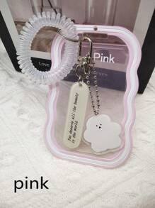 1 个透明哑光款软硅胶卡夹，适用于学生证、公交卡、校园卡、相纸，带弹簧钥匙扣吊坠