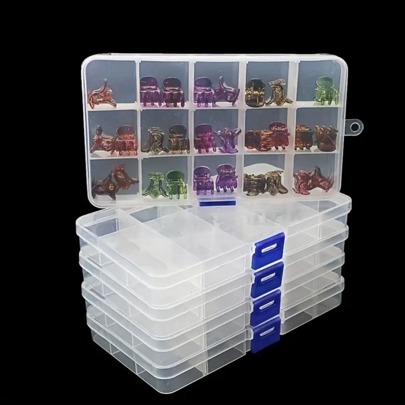1pc Transparent Plastic Bead Storage Container With 10/15 Compartments, Suitable For Storing Jewelry, Rings, Small Parts During Travel