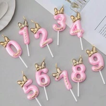 1pc/10pcs Number 0-9 Cute Bowknot Birthday Number Candle B Oys G Ilrs Cake Decor Digital Candles Topper Cupcake Party Decoration Supplies