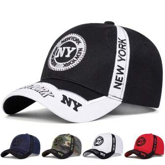  1 st för män NY Letter baseballkeps, New York Patchwork Design, Modesporthatt för utomhusbruk, vår/höst, justerbar, solskydd, lämplig för resor, strand, fest
