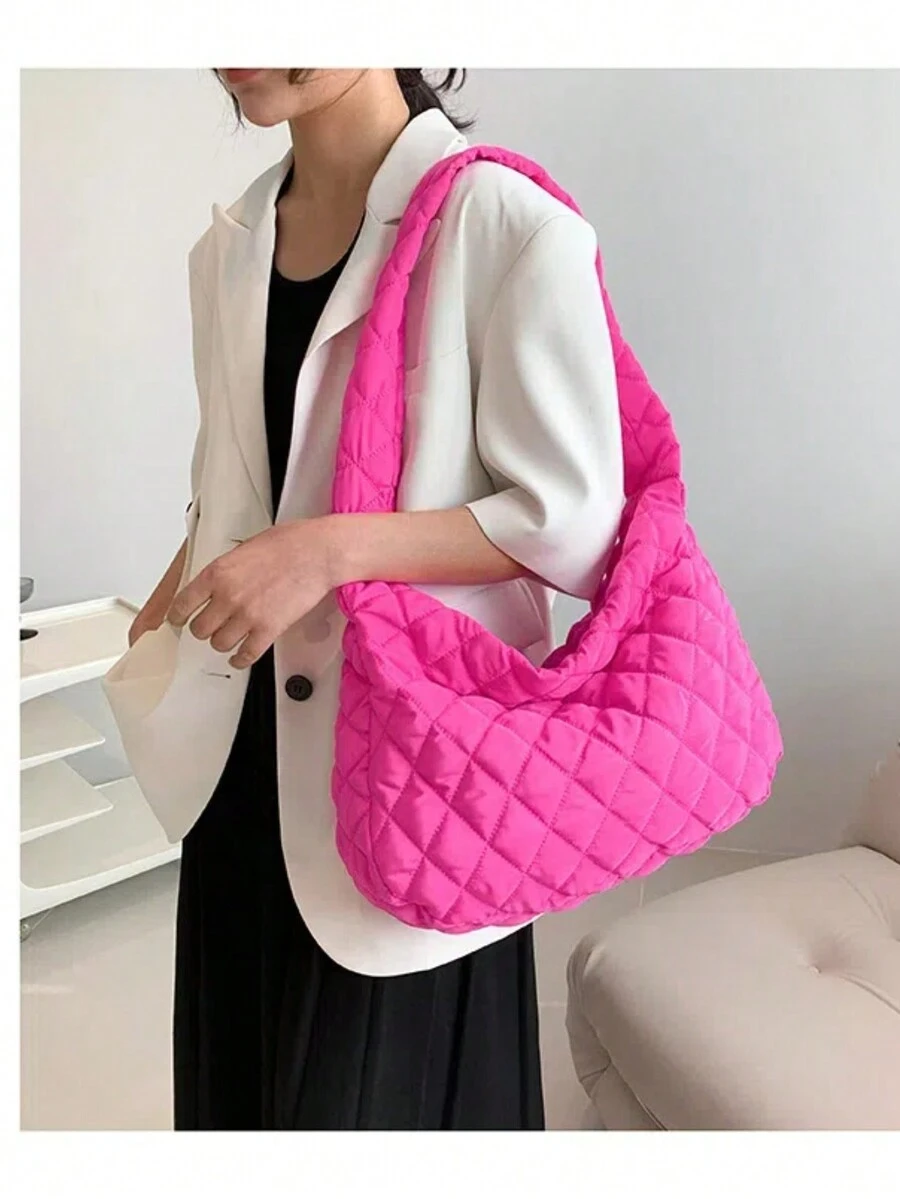 1pc Quilted Nylon Crossbody Bag, Suitable For Casual Outfit, Available