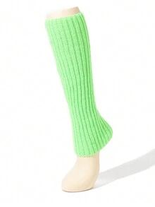 1pair Women Autumn/Winter Solid Color Striped Neon Color Knit Leg Warmersaccessories For Women - Multicolor - View 10