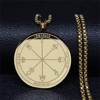 Amulet Protection Lucky King Solomon Seal Necklace Stainless Steel Gold/Silver/Black Fortune Round Women's Men's Chain Jewelry Solomon Men's Women Fashion Accessories Couples Holiday Gifts
