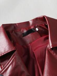 Áo vest biker nam có cổ, tay dài, thiết kế khóa kéo màu đỏ - Màu Đỏ Sâu - Xem 5