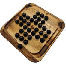 Brinquedo Decorativo Tabuleiro Jogo Resta Um em Madeira Teca Brinquedo Educativo 21x21cm - Le Requena