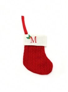 1 pièce Bas de Noël tricoté avec lettres, rouge, blanc et vert 3 couleurs, comprend 26 lettres anglaises. Peut être utilisé comme décoration de fête à la maison, ornement à accrocher au sapin de Noël ou au chevet, petit cadeau pour fête des fêtes, décoration d'Halloween - Multicolore - Voir 30