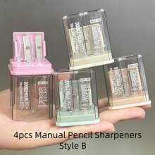 4 chiếc gọt bút chì thủ công màu ngẫu nhiên, thiết kế cầm tay nhỏ gọn hai lỗ cho học sinh, lớp học, trường học tại nhà, văn phòng, đồ dùng văn phòng phẩm, dụng cụ làm đẹp, gọt bút chì than, bút chì màu, bút chì màu, bút chì kẻ lông mày, kẻ viền môi, bút kẻ mắt - Nhiều màu - Xem 9