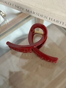 1pc Ancle Red Trapezium Hair Claw Clips Claw Barrette Hair Accessories Hair Jaw Clip Hair Clamps Hair Clutch Hair Catcher Clip, School Stuff, College Fall Winter Hair Clip Bows For Vacation Outfits Woman