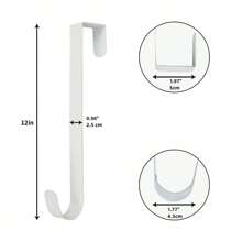 1 pezzo - Gancio senza graffi per appendere corone sulla porta, gancio per corona da porta - Supporto sottile in metallo per corona da appendere sulla porta, gancio stagionale per porte anteriori o posteriori (bianco, 30 cm). Decorazione per Pasqua, Ognissanti, Natale, cartello di benvenuto per porte d'ingresso, decorazione interna ed esterna, organizer sottile per la casa