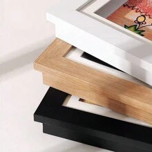 1/3 Juegos de marcos de arte de tamaño A4, marco giratorio intercambiable para exhibición de cuadros, proyectos de dibujo escolar, almacenamiento, colgar en horizontal o vertical, apertura frontal, colores blanco, negro y madera - Multicolor - Ver 6