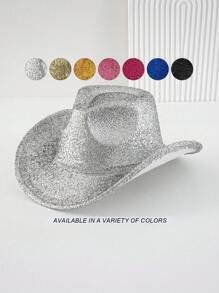 1 Peça Chapéu Fedora Acabamento Metálico Brilhante, Coroa Baixa com Aba Virada, Moda Estilo de Rua, Estética Cyberpunk e Y2K, Versátil para Trabalho, Festas, Festivais, Concertos, Atividades ao Ar Livre e Fantasias