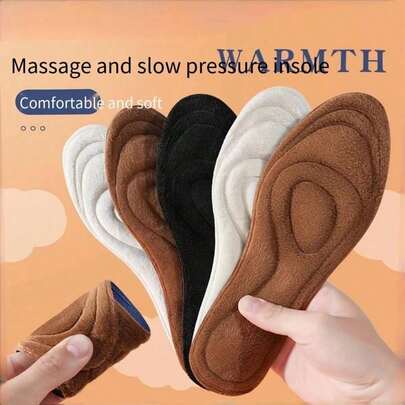 Plush Insoles Winter Warm Men's And Women's Heated Thickened Soft Sole Comfortable Sweat-Absorbing Odor-Proof Long-Standing Ultra-Soft Insoles