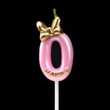 1pc/10pcs Number 0-9 Cute Bowknot Birthday Number Candle B Oys G Ilrs Cake Decor Digital Candles Topper Cupcake Party Decoration Supplies