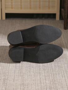 2025 Fall/Winter 9-Hole Brown Slip-On Boots, New Style, Runs Half Size Large, English Style Knight Boots With Side Zipper, Lace-Up, Chunky Heel, Soft Sole, Fashion Boots, Plus Size, Warm Motorcycle Boots, Solid Colors: Brown, Purple, Light Brown, Black - Brown - View 7