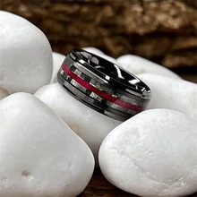 2024 New Men's Business 8mm Gun Black Ring High Quality Stainless Steel Men's Ring Inlaid Gray Carbon Fiber Carbide Ring Mahogany Ring Men's Wedding Party Jewelry Comfortable Wear Size 6-13 Supports Mixed Sizes And Mixed Batches - Ring - View 16