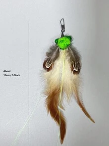 3 件装猫玩具，逼真昆虫飞虫羽毛猫玩具带铃铛，伸缩杆替换头猫玩具宠物用品 - 彩色 - 查看 4