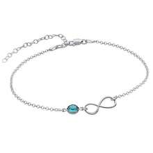 个性化无限符号吊坠诞生石脚链个性化脚链精致经典无限珠宝礼物母亲节礼物 - 銀色 - 查看 2